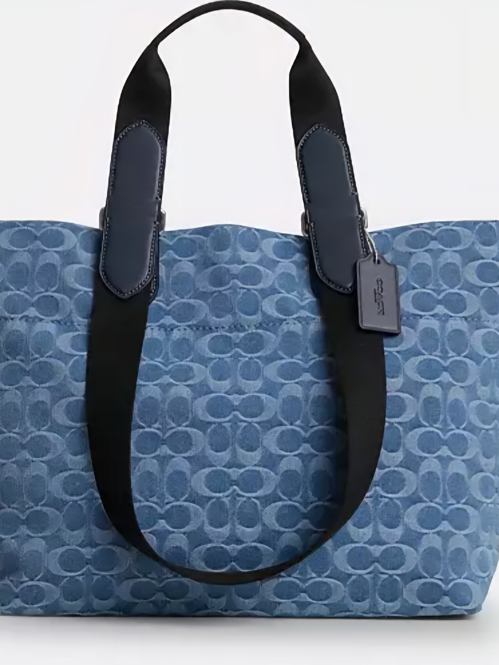 Coach Small Tour Tote Bag in Signature Denim featuring contrasting black NWT